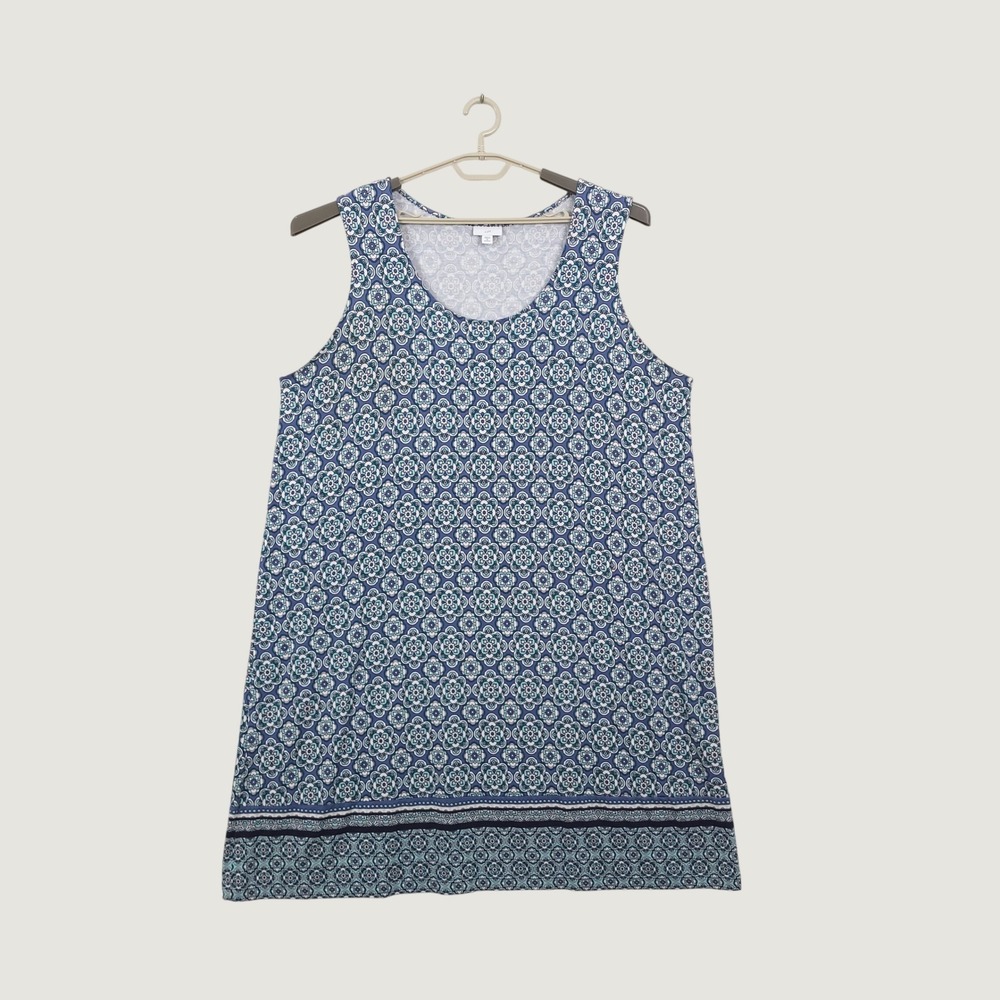 J Jill Sleeveless Medallion Stretch Jersey Shift Dress 3X Casual Coastal Boho